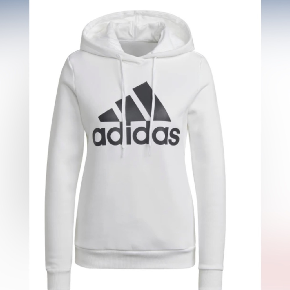 adidas white black hoodie sweater sweatshirt xs